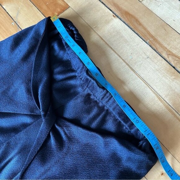 Alexis Dark Navy Blue Satin Elastic Waist Draped Pants - Picture 9 of 11